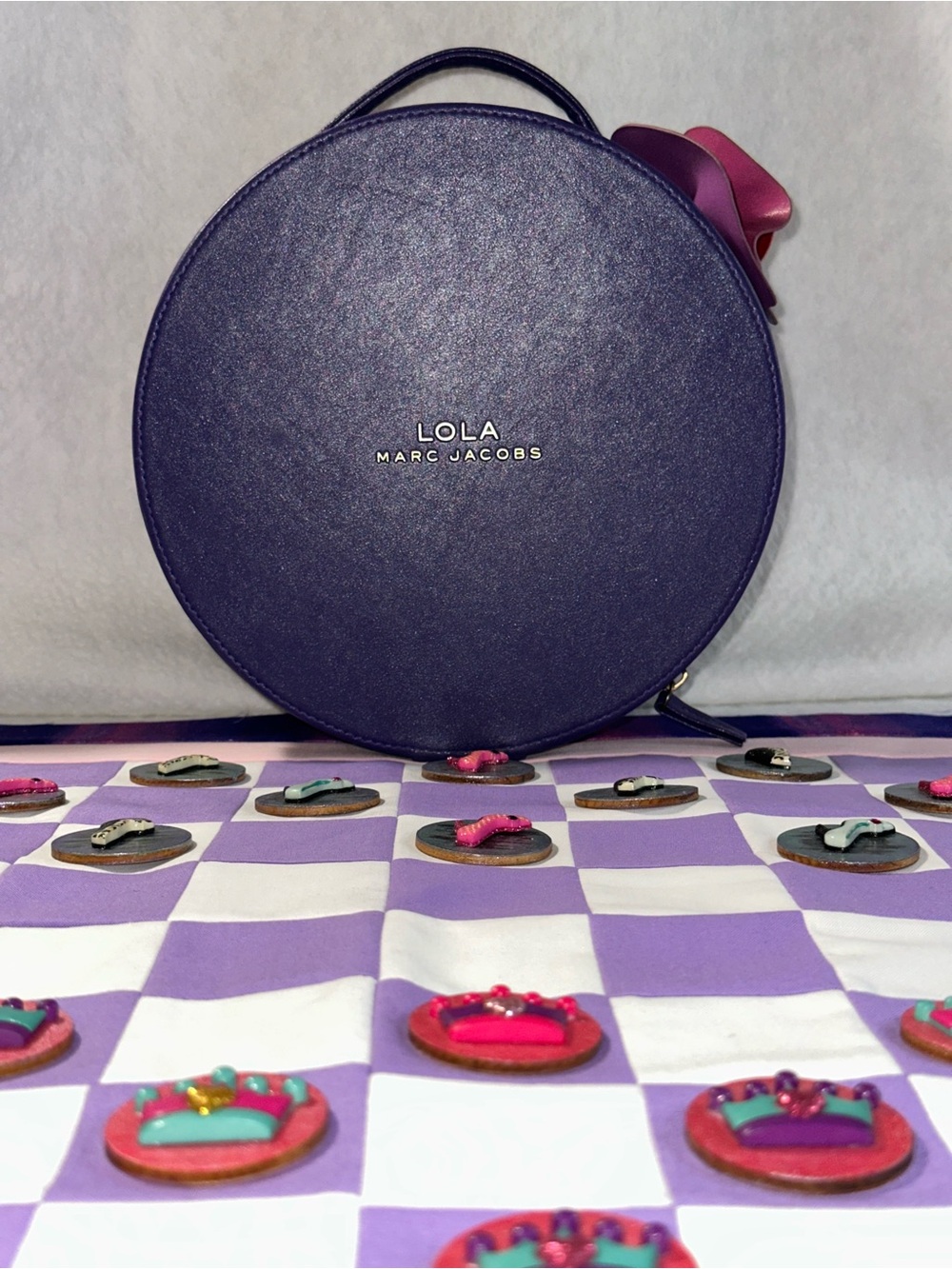 Handmade Lavender & Purple Quilted Checkerboard set with a Special Container. - Picture 6 of 9